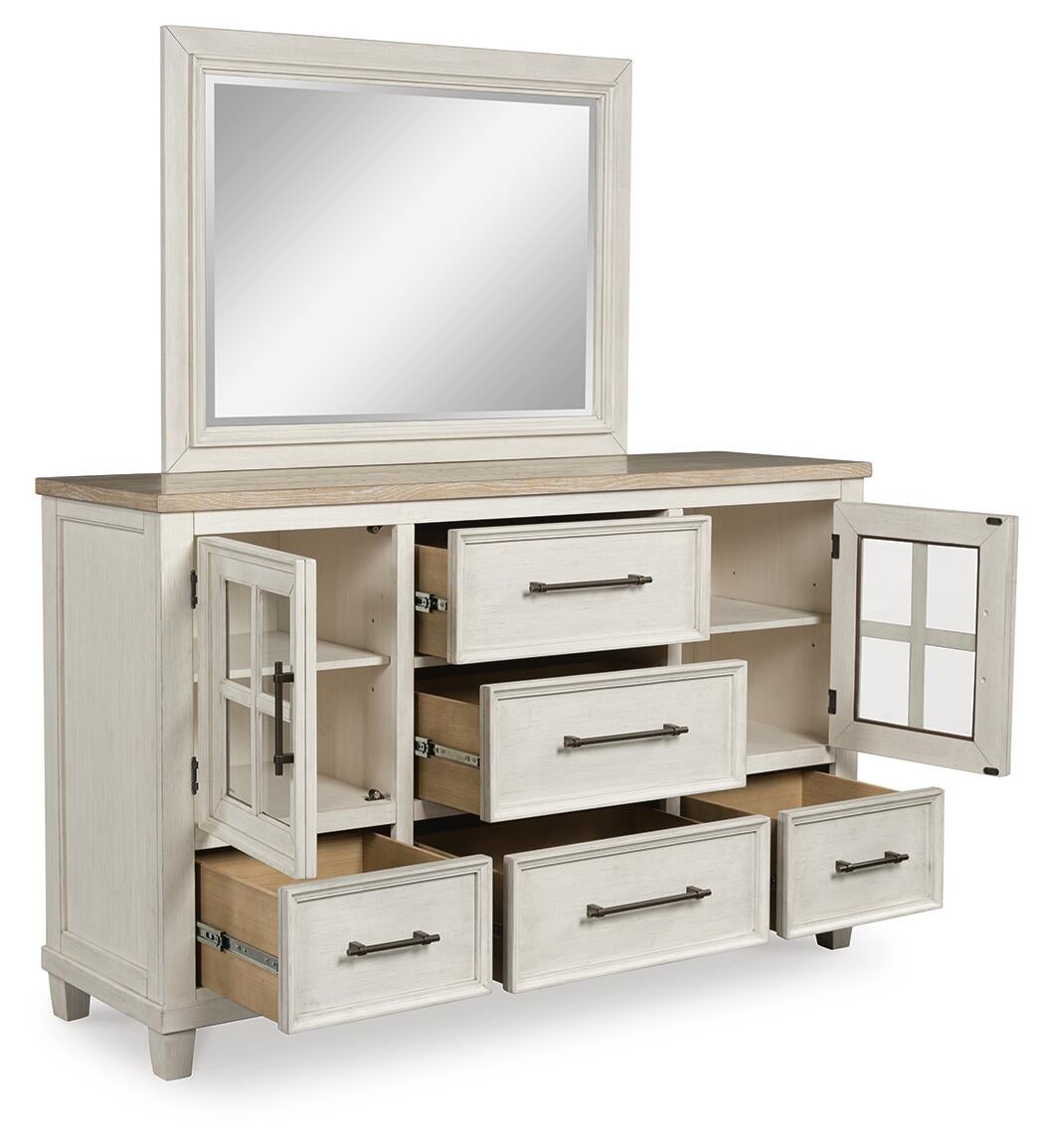 Shaybrock California King Panel Bed, Dresser, Mirror, Chest and Nightstand