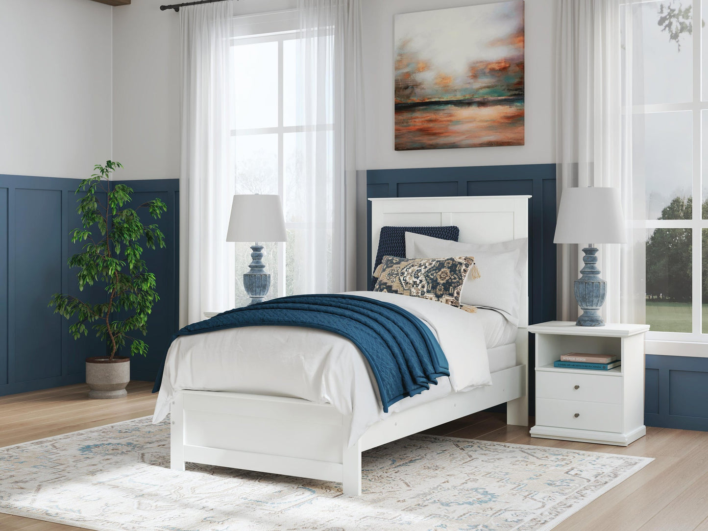 Bostwick Shoals Twin Panel Bed, Dresser, Mirror, Chest and Nightstand