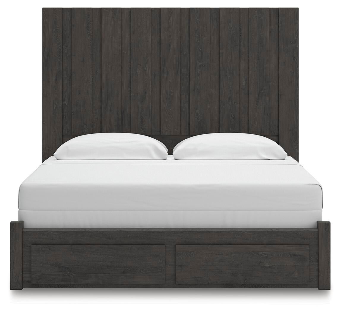 Parlayon King Panel Storage Bed, Dresser, Mirror and Nightstand