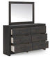Delmorta Twin Panel Bed with Storage, Dresser and Mirror