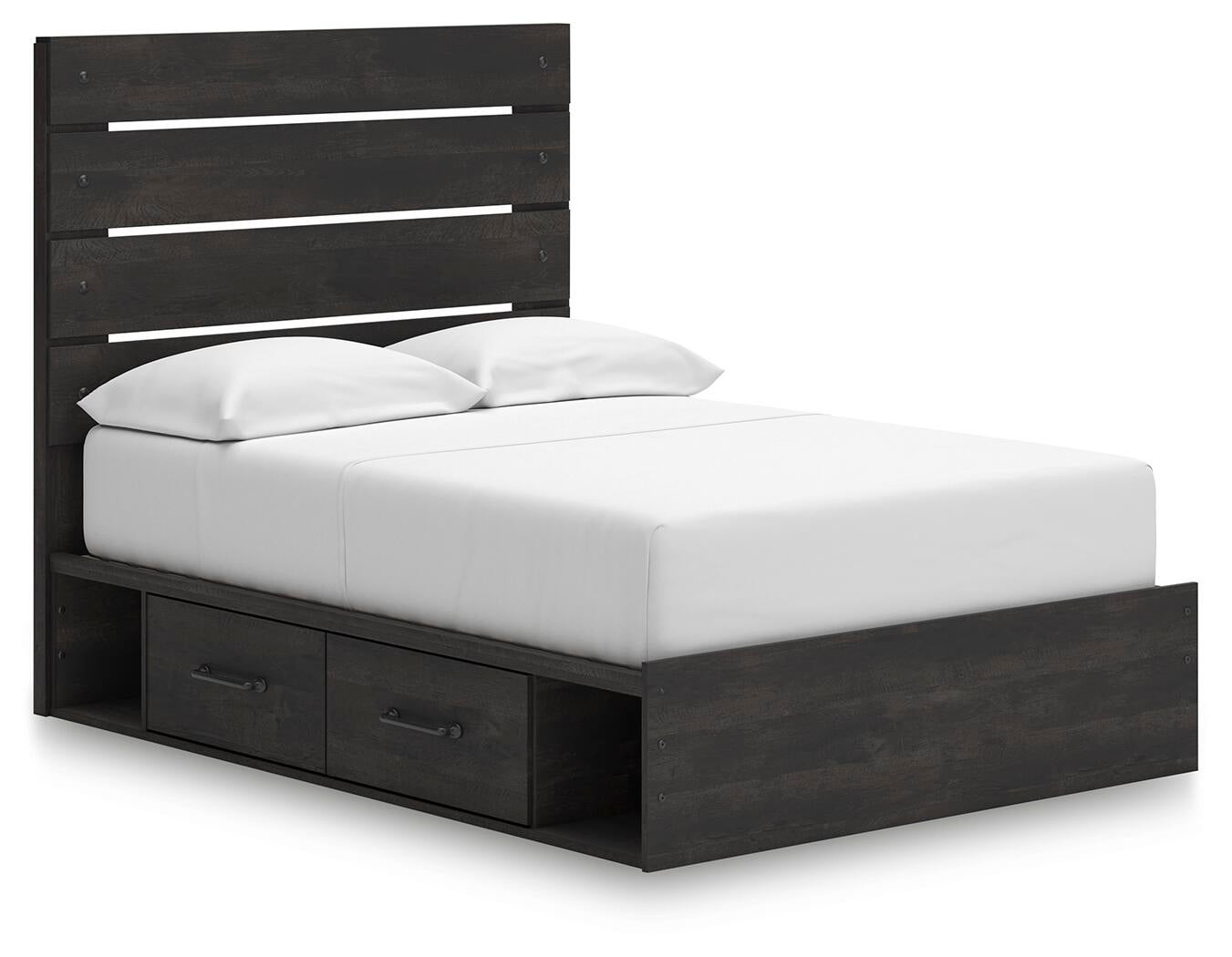 Delmorta Full Panel Storage Bed, Dresser, Mirror, Chest and Nightstand