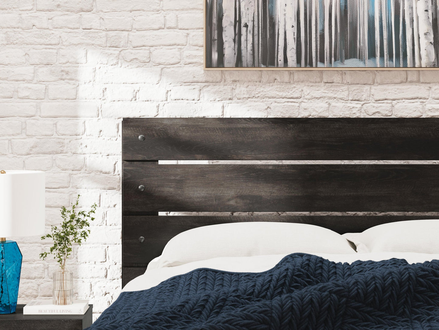 Delmorta King Panel Bed, Dresser, Mirror, Chest and Nightstand