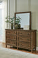 Sturlayne King Upholstered Panel Bed, Dresser, Mirror and Nightstand
