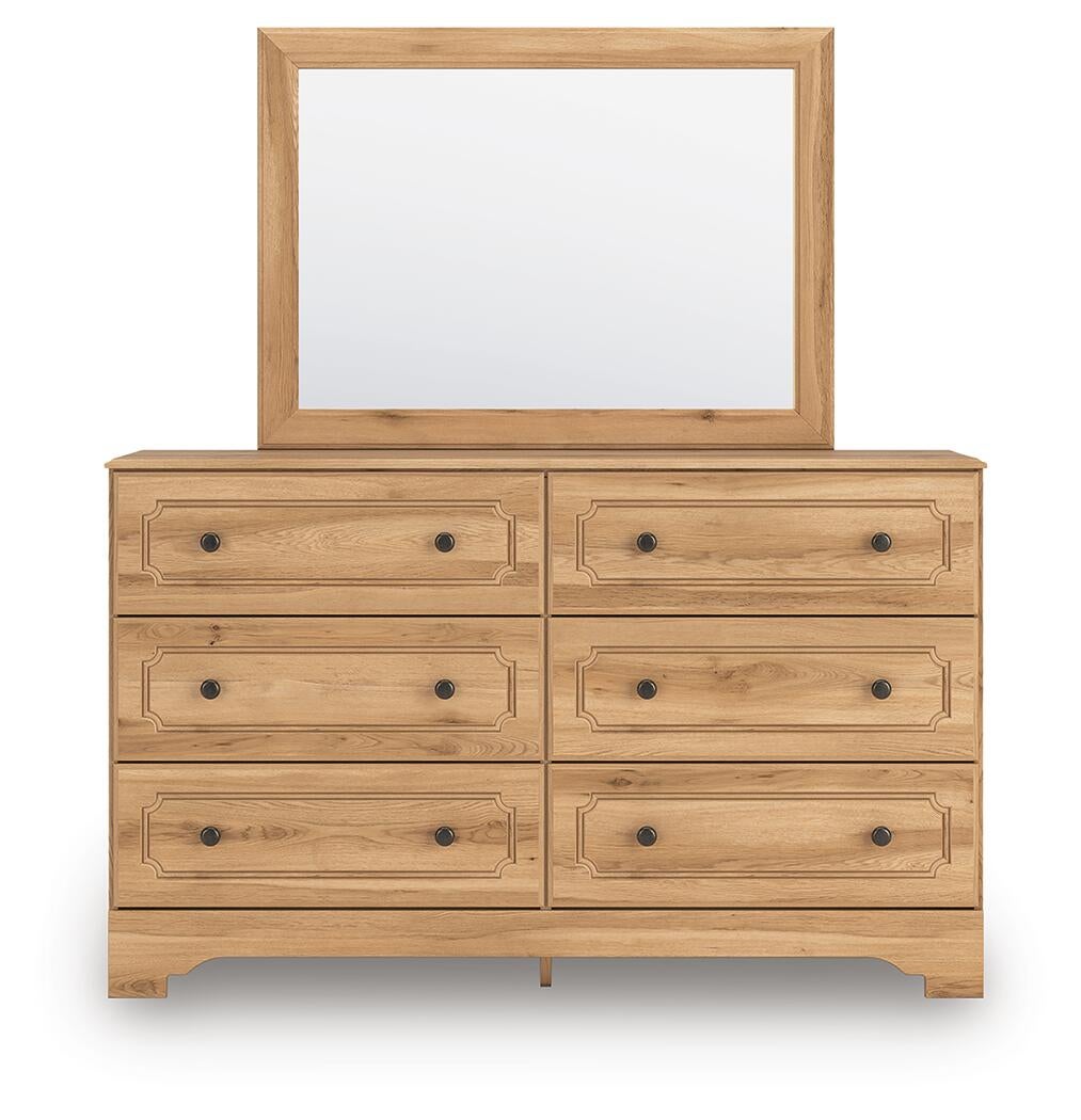 Galletyn Twin Panel Bed with Mirrored Dresser