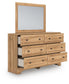 Galletyn Twin Panel Bed with Mirrored Dresser