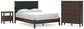 Cadmori Queen Upholstered Panel Bed, Dresser, Mirror and Nightstand