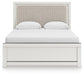 Birmonton Queen Upholstered Panel Platform Bed, Dresser and Mirror