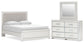 Birmonton Queen Upholstered Panel Platform Bed, Dresser and Mirror