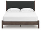 Cadmori King Upholstered Panel Platform Bed, Dresser and Mirror
