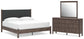 Cadmori King Upholstered Panel Platform Bed, Dresser and Mirror