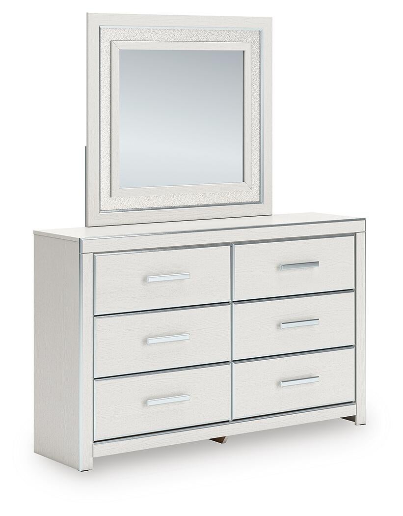 Birmonton Queen Upholstered Panel Platform Storage Bed, Dresser, Mirror and Nightstand