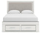 Birmonton Queen Upholstered Panel Platform Storage Bed, Dresser, Mirror and Nightstand