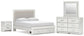 Birmonton Queen Upholstered Panel Platform Storage Bed, Dresser, Mirror and Nightstand