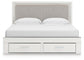 Birmonton King Upholstered Panel Platform Storage Bed, Dresser and Mirror