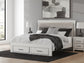 Birmonton King Upholstered Panel Platform Storage Bed, Dresser and Mirror