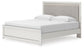 Birmonton King Upholstered Panel Platform Bed, Dresser and Mirror