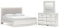 Birmonton King Upholstered Panel Platform Bed, Dresser and Mirror