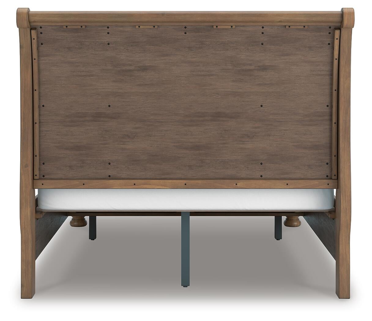 Vandenmore Queen Storage Sleigh Bed with Mirrored Dresser and Nightstand