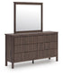 Cadmori Full Upholstered Panel Platform Bed, Dresser, Mirror and Nightstand