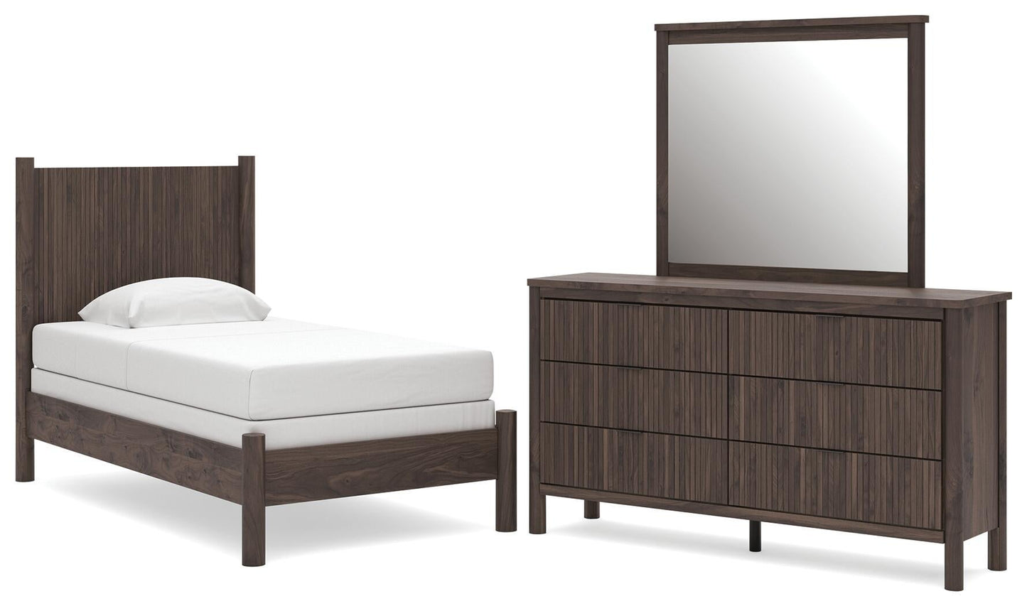 Cadmori Twin Panel Bed, Dresser and Mirror