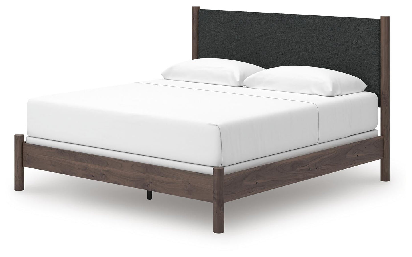 Cadmori King Upholstered Panel Bed, Dresser, Mirror and Nightstand