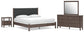 Cadmori King Upholstered Panel Bed, Dresser, Mirror and Nightstand