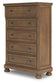 Vandenmore King Panel Bed with Mirrored Dresser, Chest and Nightstand
