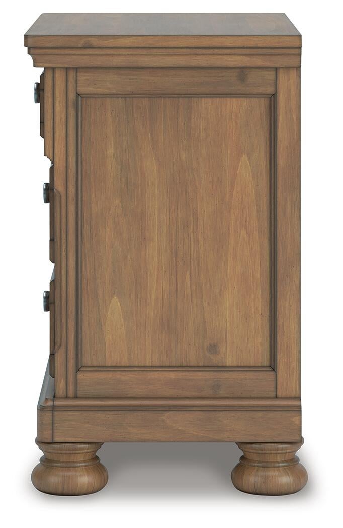 Vandenmore King Panel Bed with Mirrored Dresser, Chest and Nightstand
