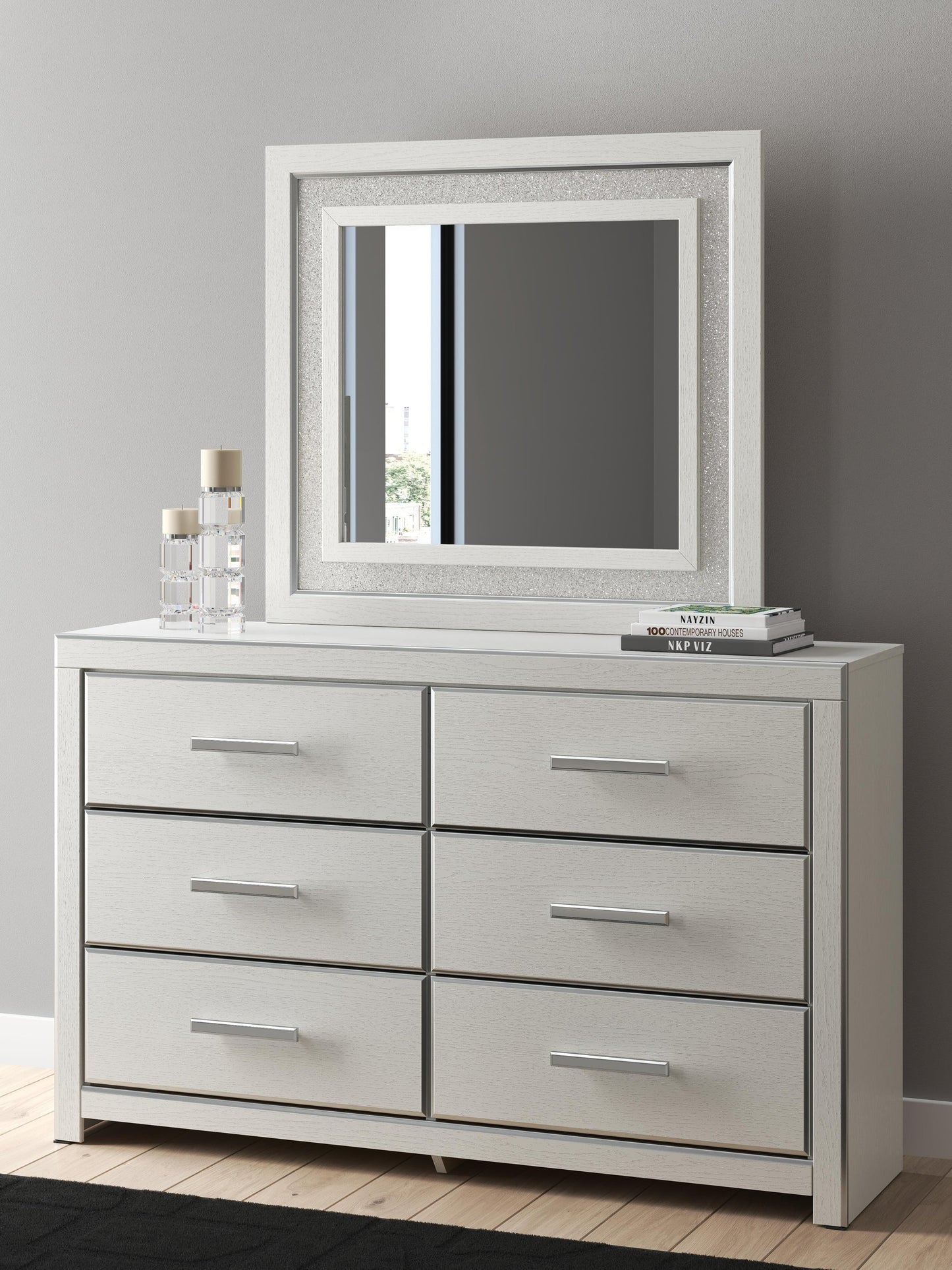 Birmonton King Upholstered Bed, Dresser and Mirror