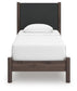 Cadmori Twin Upholstered Panel Platform Bed, Dresser, Mirror and Nightstand