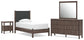 Cadmori Twin Upholstered Panel Platform Bed, Dresser, Mirror and Nightstand