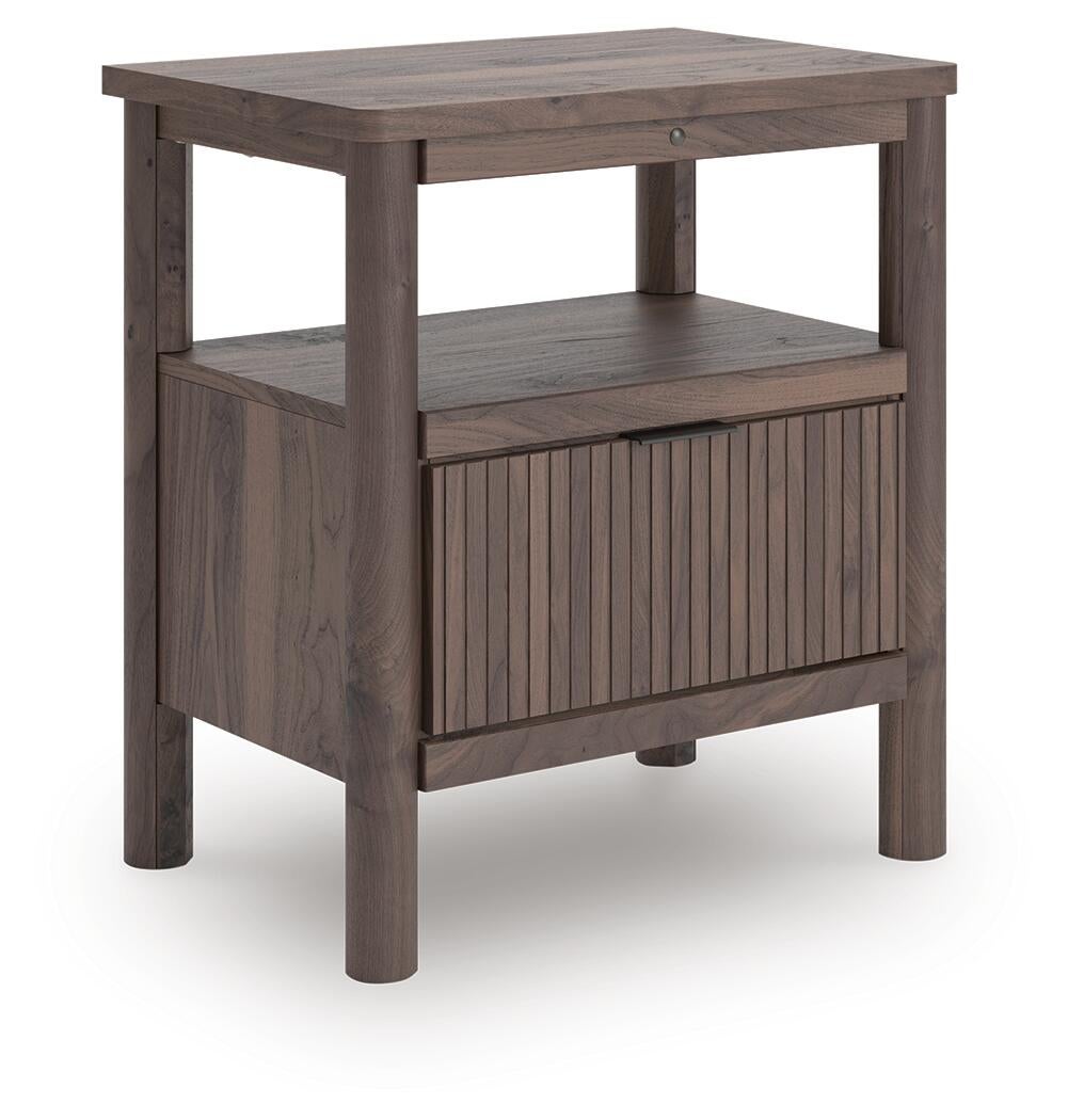 Cadmori Full Upholstered Panel Platform Bed, Dresser, Mirror, Chest and Nightstand