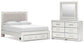 Birmonton Queen Upholstered Panel Platform Storage Bed, Dresser and Mirror