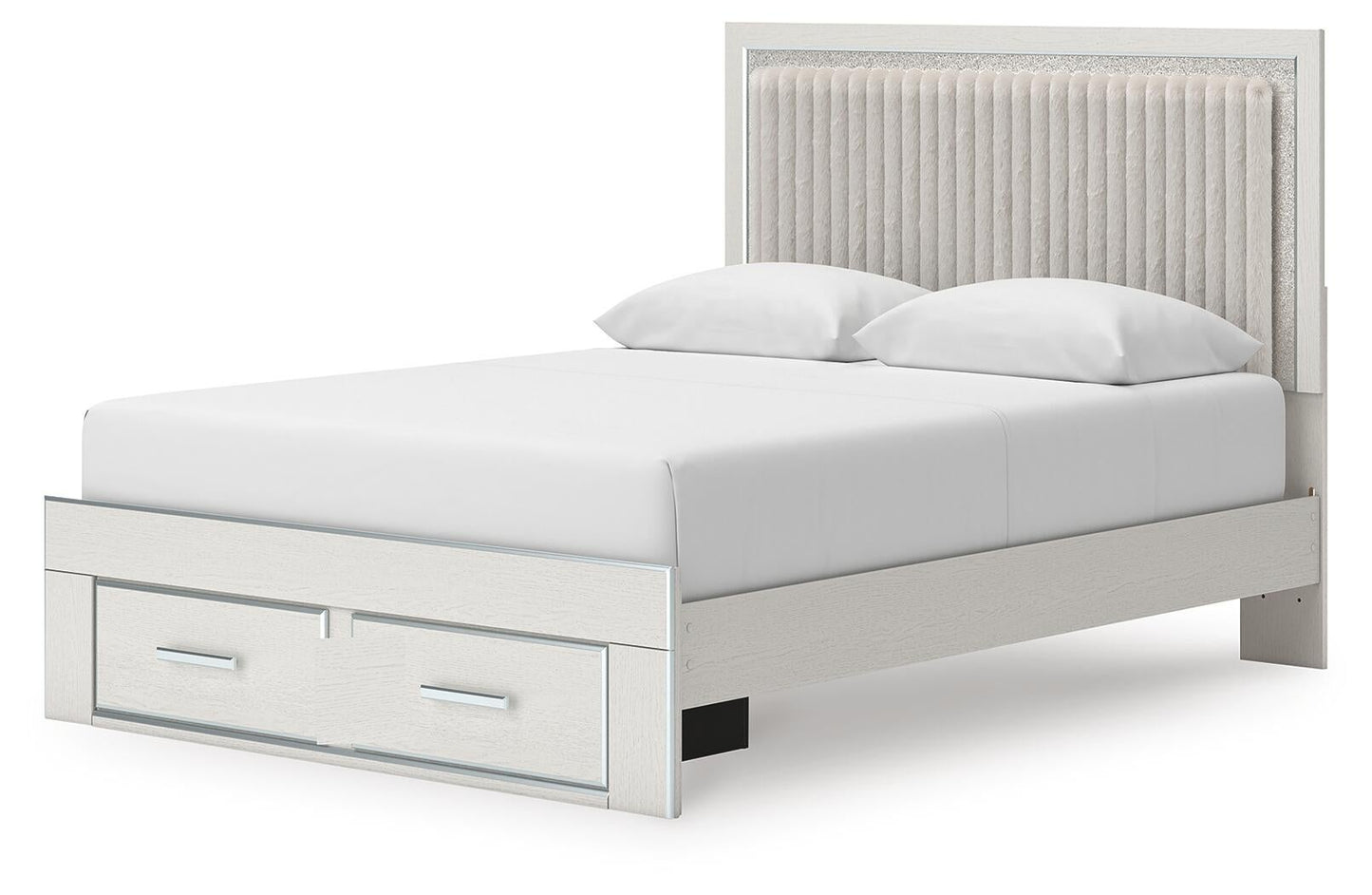 Birmonton Queen Upholstered Panel Platform Storage Bed, Dresser and Mirror