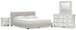 Birmonton California King Upholstered Bed, Dresser, Mirror and Nightstand