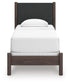 Cadmori Twin Upholstered Panel Bed, Dresser and Mirror