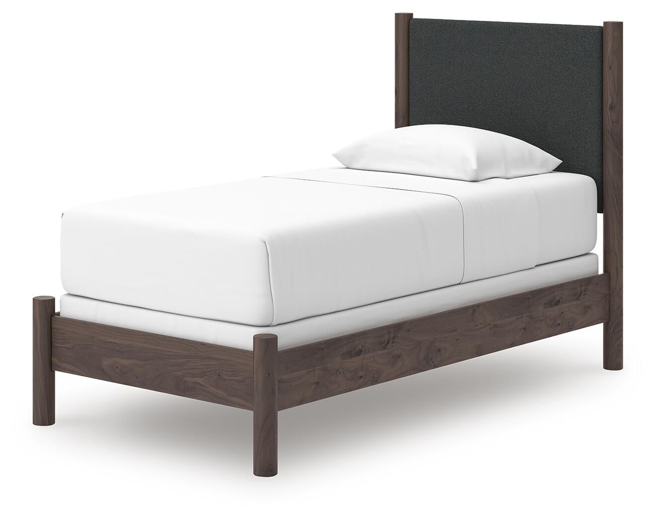 Cadmori Twin Upholstered Panel Bed, Dresser, Mirror, Chest and Nightstand