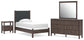 Cadmori Twin Upholstered Panel Bed, Dresser, Mirror, Chest and Nightstand