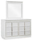 Chalanna California King Upholstered Storage Bed, Dresser and Mirror