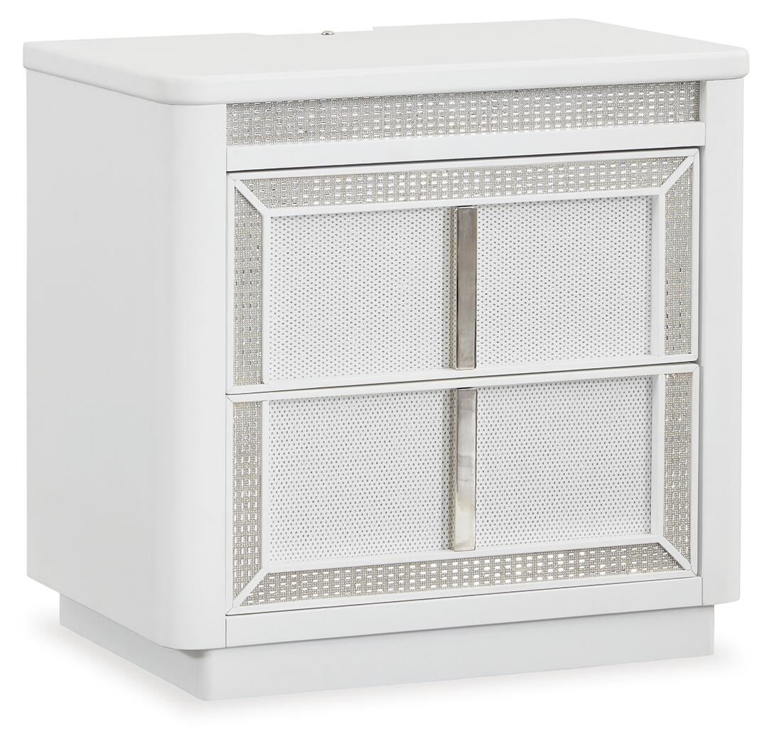 Chalanna California King Upholstered Storage Bed, Dresser and Mirror