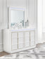 Chalanna California King Upholstered Storage Bed, Dresser and Mirror