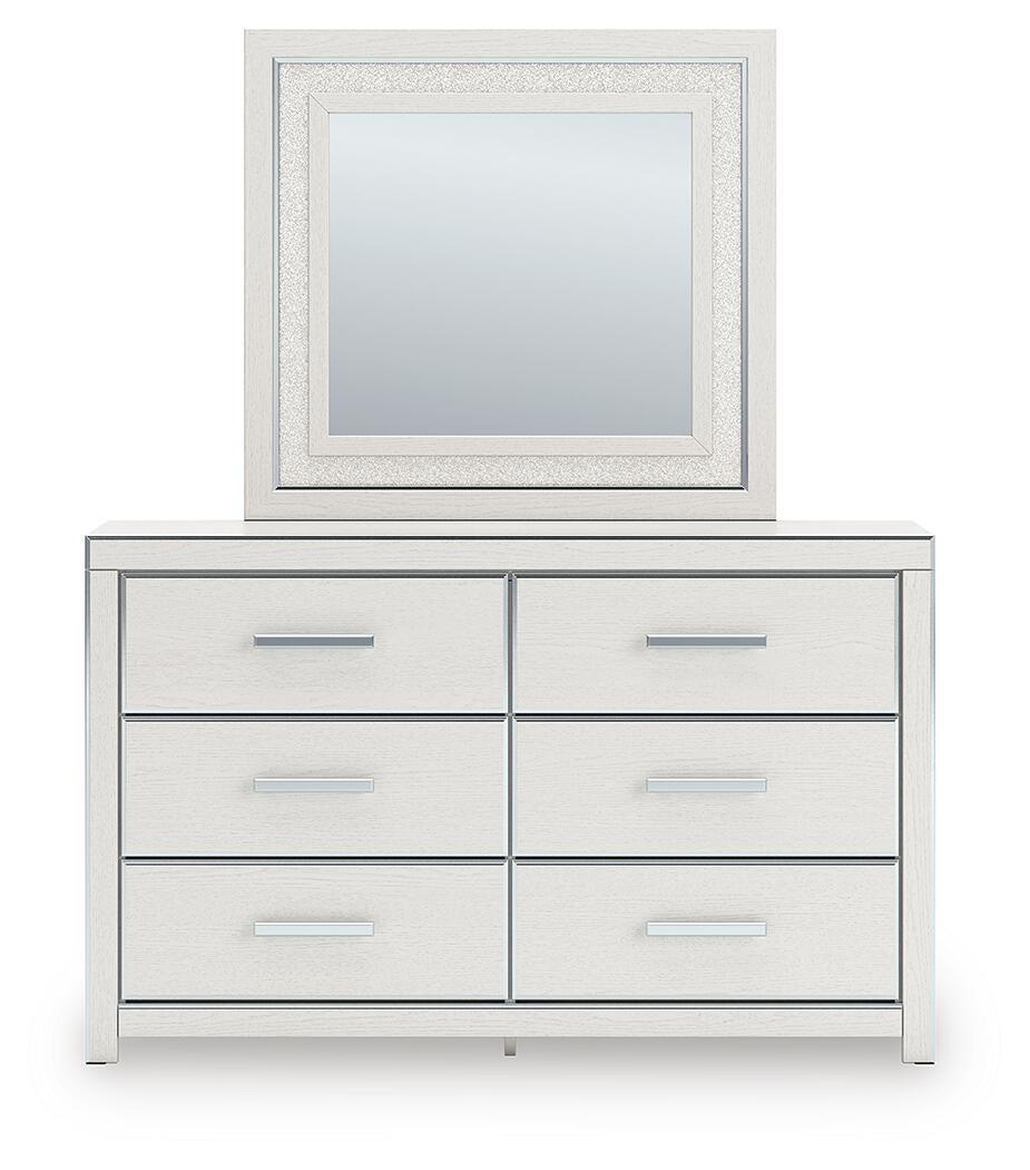 Birmonton California King Upholstered Bed, Dresser, Mirror, Chest and Nightstand