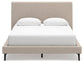 Cielden Queen Upholstered Bed with Roll Slats, Dresser, Mirror, Chest and Nightstand