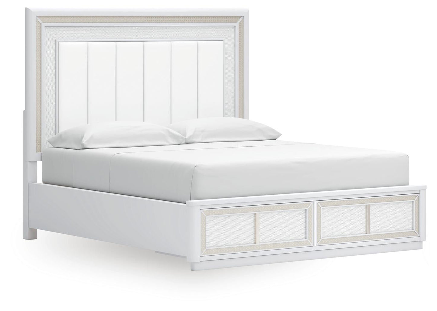 Chalanna California King Upholstered Storage Bed, Dresser, Mirror, Chest and Nightstand