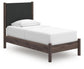 Cadmori Twin Upholstered Panel Platform Bed, Dresser and Mirror