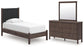 Cadmori Twin Upholstered Panel Platform Bed, Dresser and Mirror