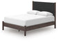 Cadmori Queen Upholstered Panel Platform Bed, Dresser and Mirror