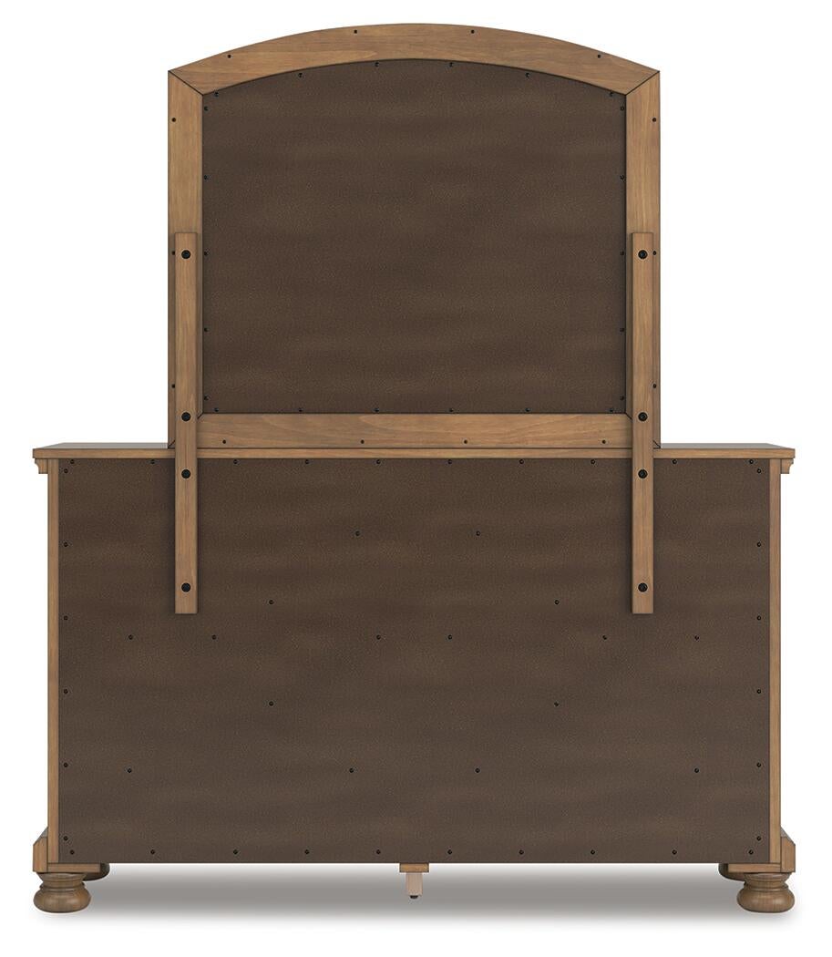 Vandenmore King Storage Sleigh Bed with Mirrored Dresser