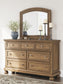 Vandenmore King Storage Sleigh Bed with Mirrored Dresser