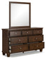 Danabrin King Panel Storage Bed, Dresser and Mirror